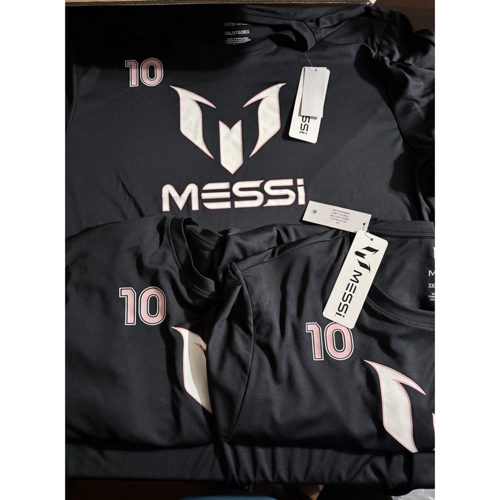 Lot of 3 Messi Shirt Mens 3XL Black Pink Performance Soccer Athletic Tee NWT